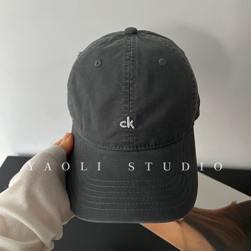 YAOLI美式复古c刺绣水洗做旧棒球帽子女遮阳大头围显脸小鸭舌帽男