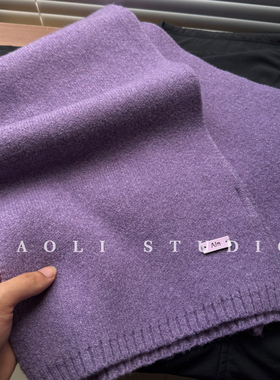 YAOLI藤萝紫～韩系软糯纯色针织Ain皮标围巾女秋冬保暖防寒围脖男