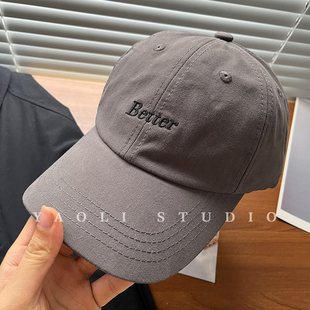 YAOLI韩国字母刺绣Better棒球帽子女情侣加大宽檐户外遮阳鸭舌帽