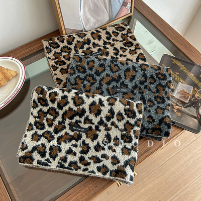 YAOLI豹纹针织围巾～秋冬时髦复古保暖防寒护颈围脖女韩系氛围感