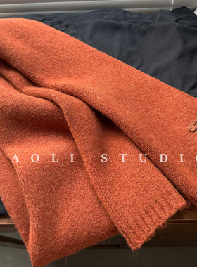 YAOLI南瓜色～韩系软糯纯色针织Ain皮标围巾女秋冬保暖防寒围脖男