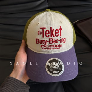YAOLI美式TEKET刺绣拼色棒球帽子女韩系遮阳大头围显脸小鸭舌帽男