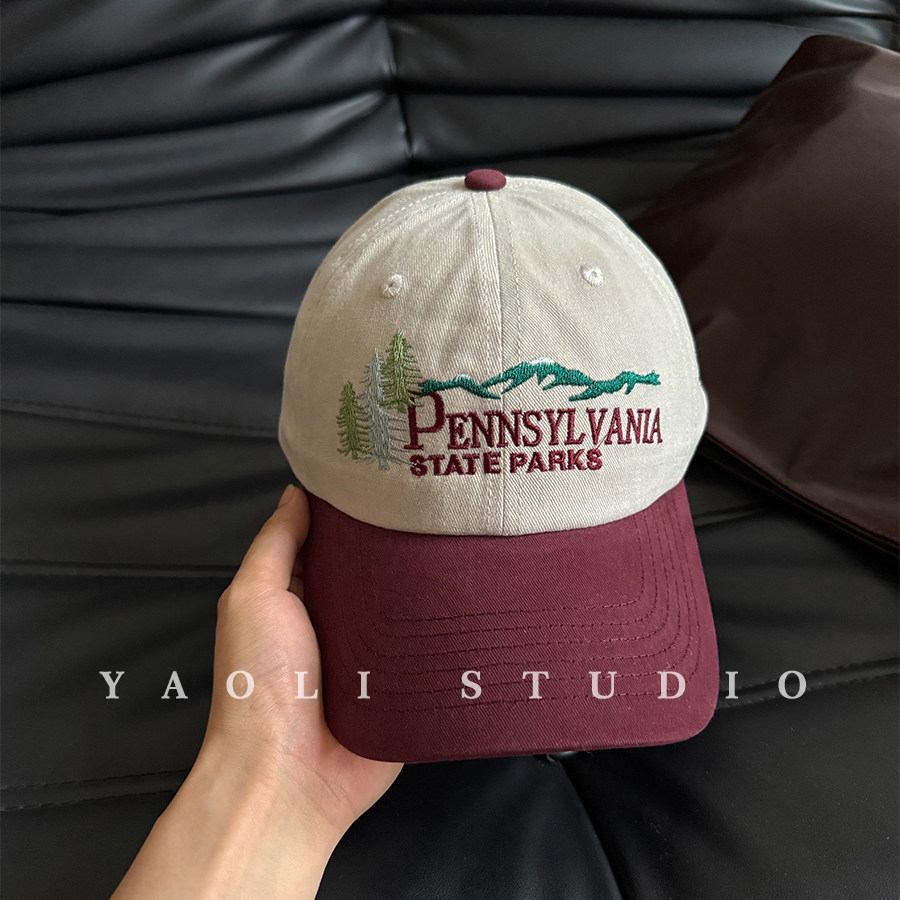 YAOLI美式树木刺绣大头围显脸小棒球帽子女复古拼色遮阳鸭舌帽男,服饰配件/皮带/帽子/围巾,帽子,淘宝优惠券,粉丝福利购,淘宝优惠卷