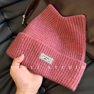 YAOLI可爱猫耳朵~韩系软糯贴布针织套头帽子女秋冬保暖毛线冷帽