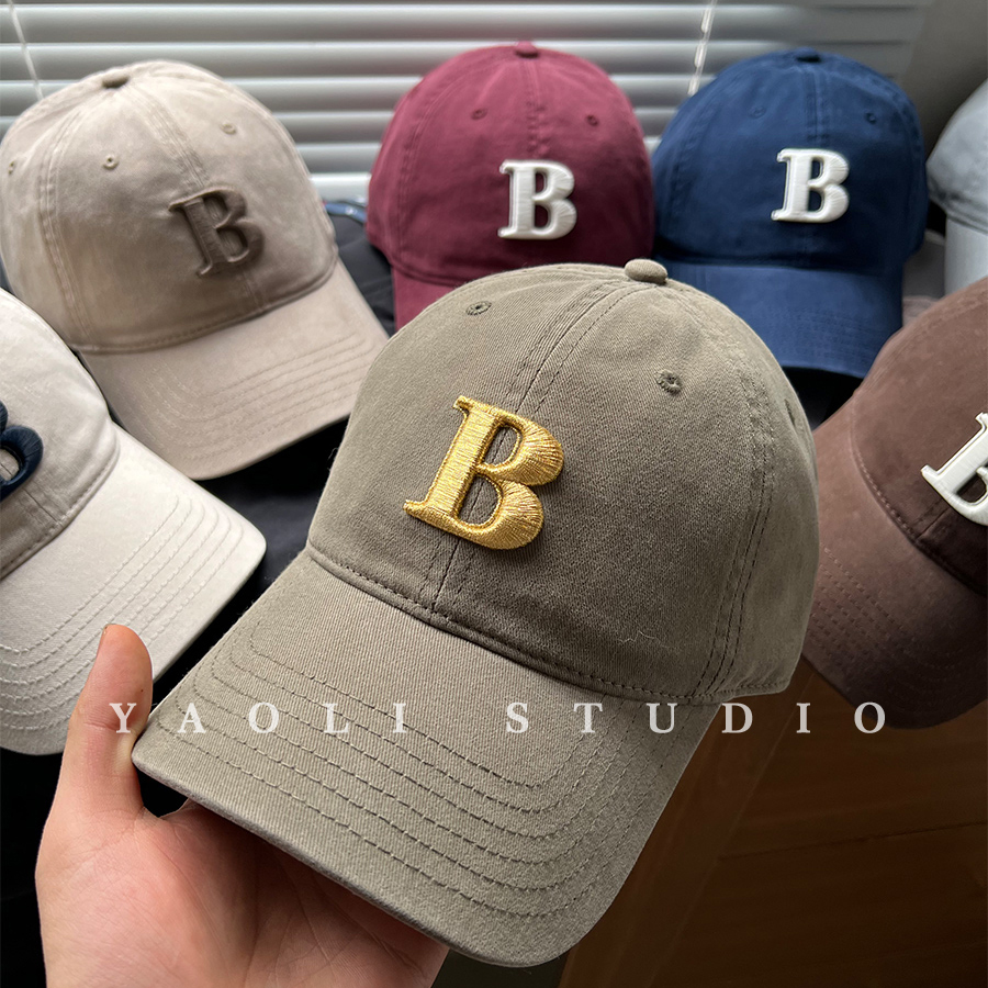 YAOLI高品质B刺绣显脸小棒球帽子女情侣大头围户外遮阳防晒鸭舌帽