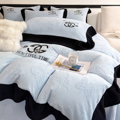 公主风保暖A类母婴牛奶绒四件套