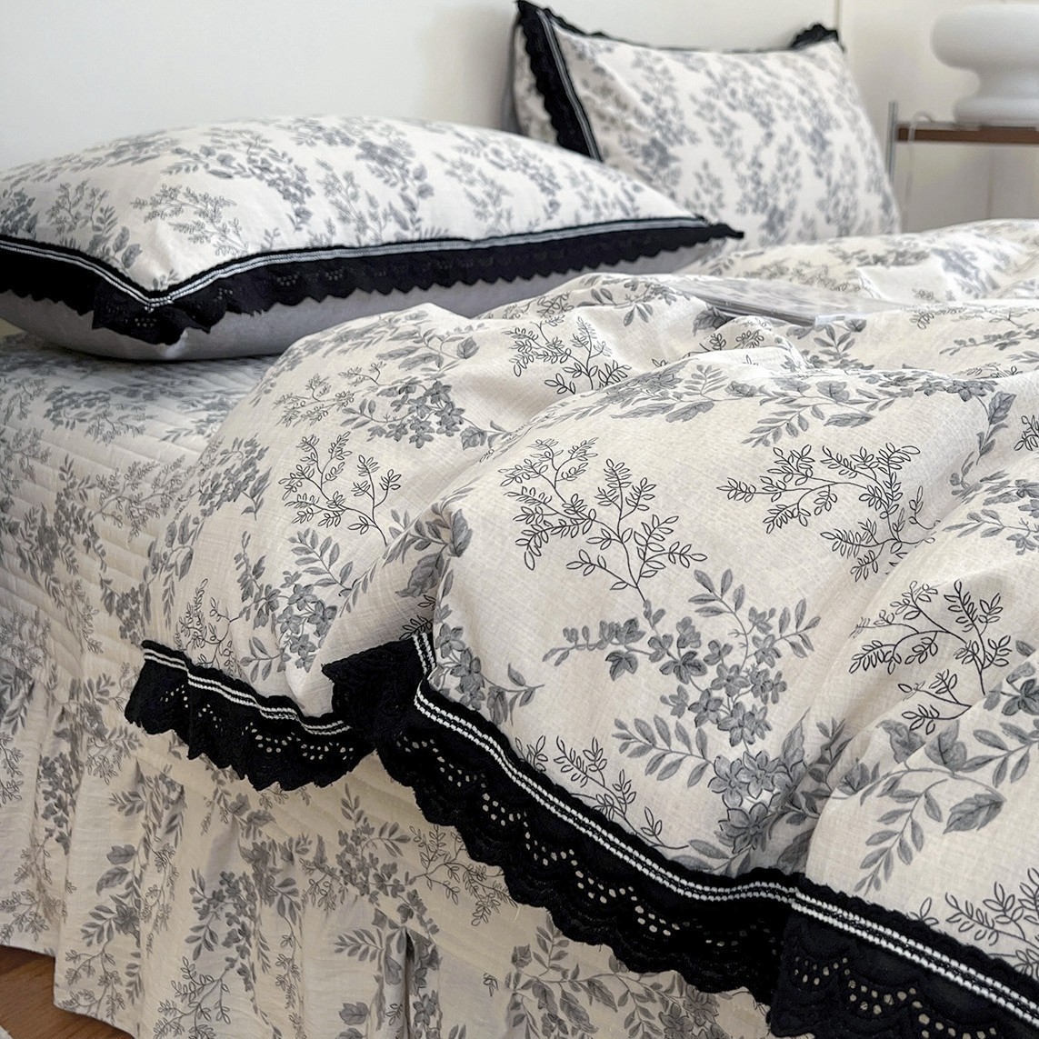 法式复古A类活性印花全棉四件套亲肤小碎花被套纯棉床盖床上用品4