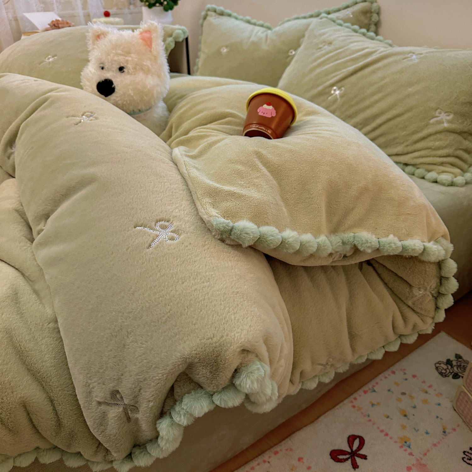 毛球款l防静电A类牛奶绒四件套