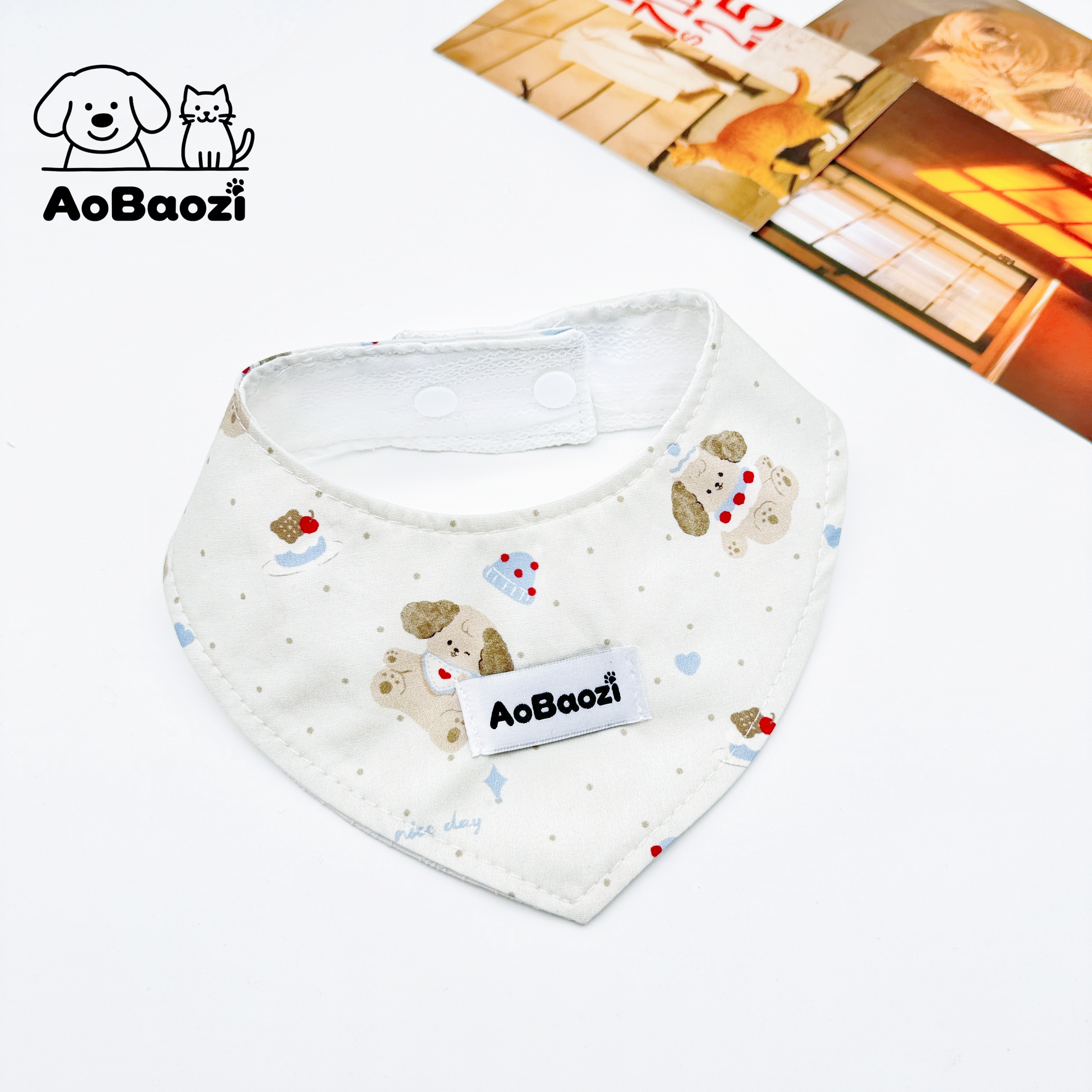 AoBaozi宠物猫咪狗狗围脖围兜可爱小狗双面使用三角巾围巾口水巾
