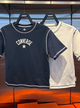 CONVERSE匡威圆领纯棉短袖26年夏款男女儿童时尚明线T恤CV2622019