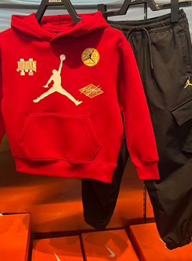 JORDAN乔丹正品26年春季男女儿童太空棉套头连帽卫衣JD2612049