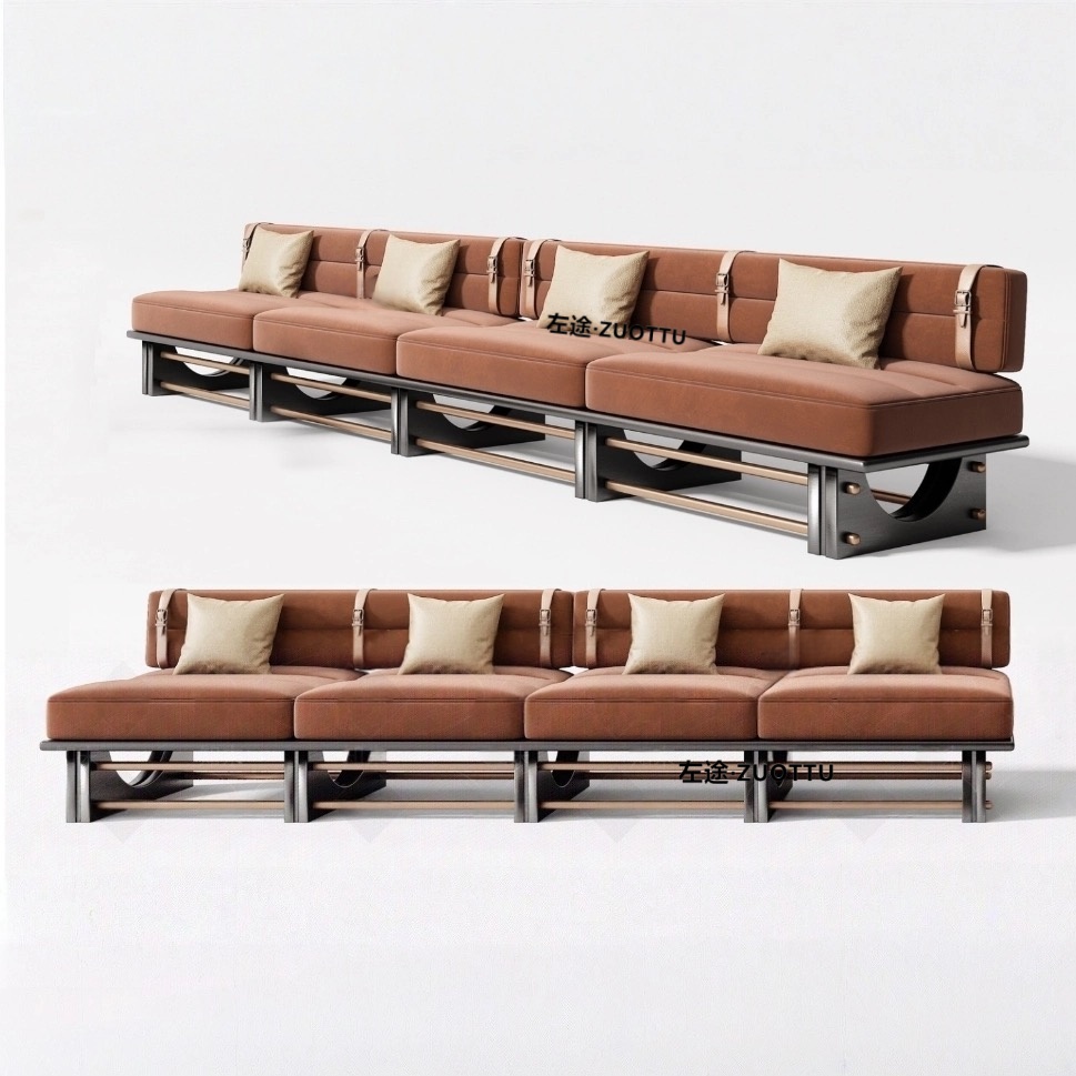 北欧轻奢售楼处酒店大堂接待弧形半圆沙发商场会所休息区直排卡座