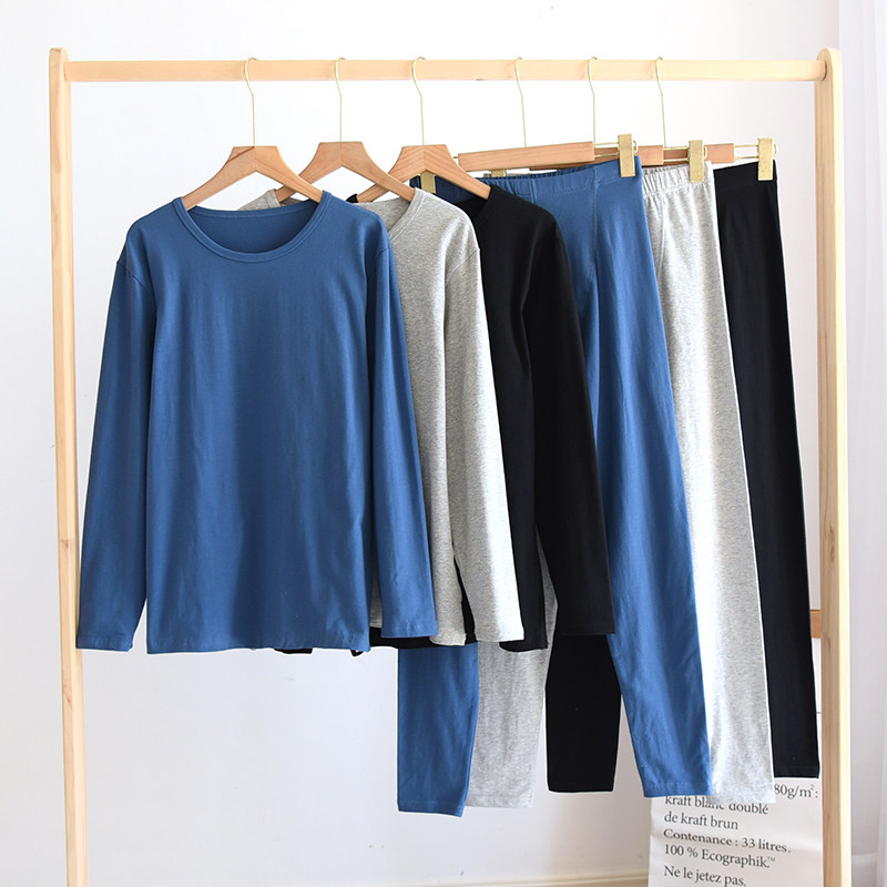 秋冬男士纯棉保暖内衣薄款全棉内穿打底线衣裤莱卡棉秋衣秋裤套装