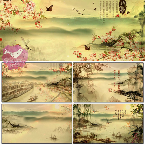 玉人舞歌曲配乐古典大唐汉朝风旗袍秀晚会背景LED大屏幕视频素材