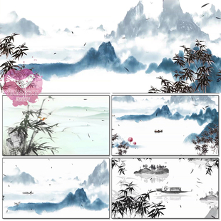 渔舟唱晚 古筝琵琶古琴中国风水墨山水渔船舞台大屏幕LED背景视频