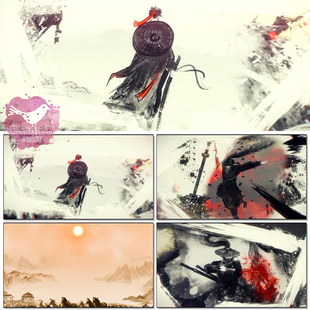 刀剑如梦配乐歌曲古典武侠山水剑客水墨江湖大屏led背景视频素材