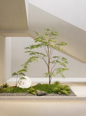 仿真绿植别墅天井榕树造景