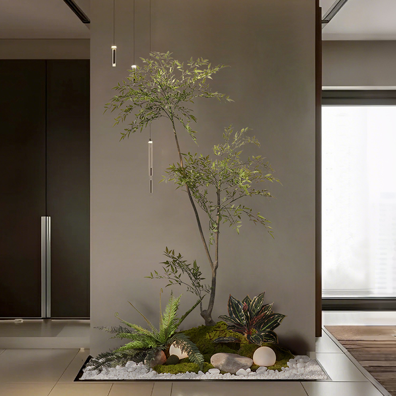 橱窗玄关阳台楼梯下假绿植造景