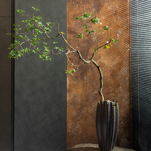 仿真绿植大花盆宋代美学落地装饰摆件软装搭配高级感植物陈列盆栽