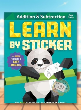 【预售】通过贴纸学习加法和减法Learn by Sticker Addition and Subtraction英文儿童绘本知识百科6-9岁平装进口原版书Workman书