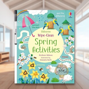 【现货】春日活动可擦拭活动书英文儿童趣味KirsteenRobson进口原版书平装3岁-6岁Wipe-Clean Spring ActivitiesUsborne childre书