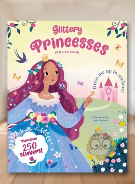 【预售】闪亮公主贴纸书 Glittery Princesses: Sticker Book 原版英文儿童语言/概念启蒙进口书籍图书外版正版