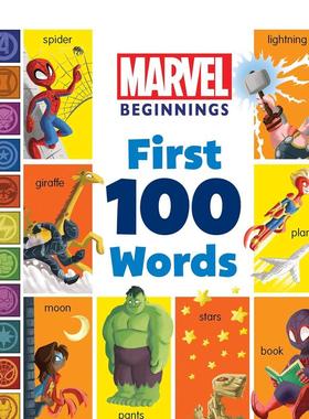 【现货】小小漫威迷：100个词汇 Marvel Beginnings: First 100 Words 英文原版儿童绘本0-3岁纸板书进口英语启蒙读物 漫威角色