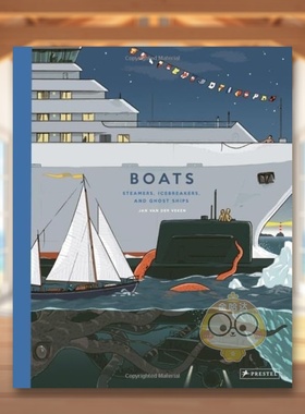 【现货】船只蒸汽船破冰船和幽灵船Boats Steamers Icebreakers and Ghost Ships英文儿童绘本交通工具城市人文9-12岁精装Jan van