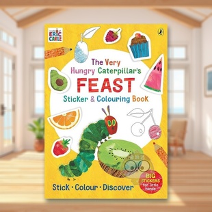 盛宴贴纸和图画书英文儿童趣味进口原版 3岁 预售 毛毛虫 Stick Caterpillar 外版 好饿好饿 Very 6岁The 书简装 Feast Hungry
