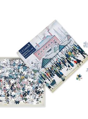 【现货】拼图1000片 L.S.洛瑞:市场场景,北部城镇 L.S. Lowry:Market Scene,Northern Town,1939 原版Flame Tree火焰树拼图书艺术