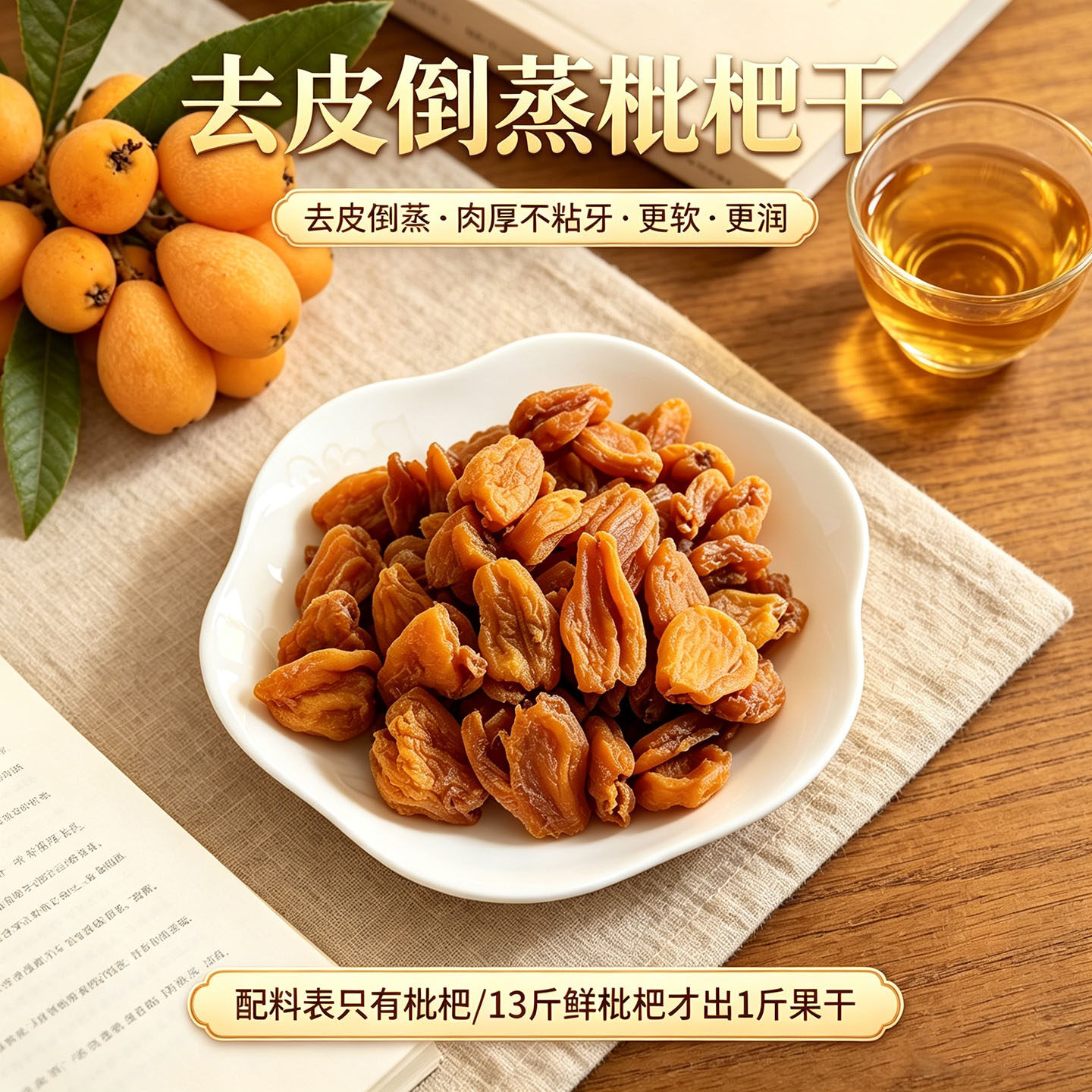 清梅佰果去皮枇杷干原味倒蒸水果干更软糯休闲零食攀枝花特产果脯