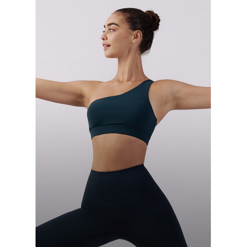 AimeicGym Sexy欧美新款性感一片式细肩带瑜伽内衣女单肩运动文胸