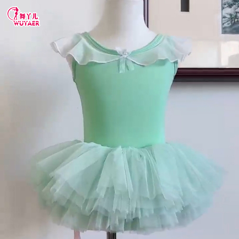 儿童舞蹈服夏季短袖练功服考级演出民族女童芭蕾舞蓬蓬纱裙形体操
