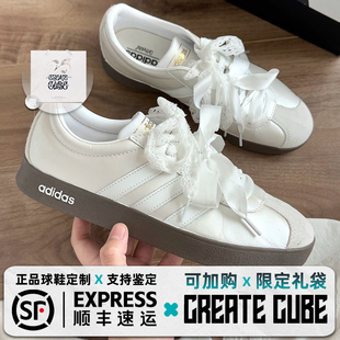 定制球鞋 adidas VLCOURT2.0月光圆舞曲蕾丝简约百搭蝴蝶结板鞋