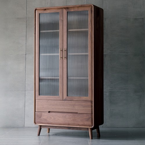 书柜带玻璃门简约全实木大容量
