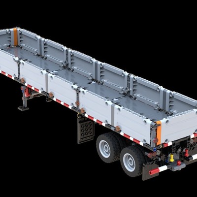 MOC-88101 42078 马克美式40'垂侧半挂车 双轮胎 697片 积木 电子