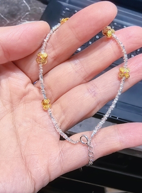 现货足银描金碎银蝴蝶纯银手链女轻奢小众设计银饰手链高级感新款