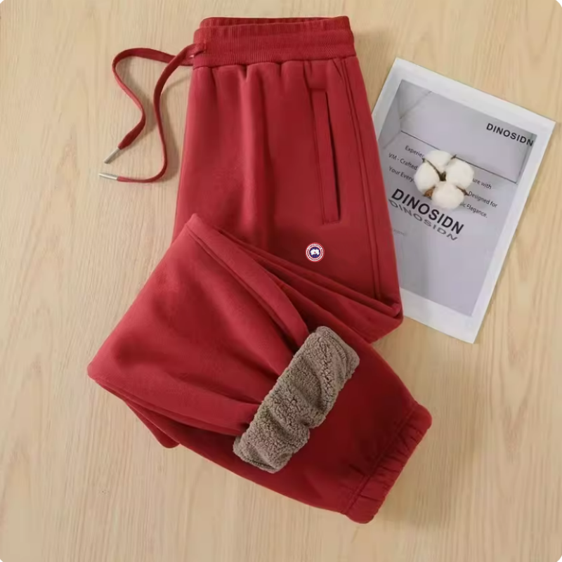 加拿大运动裤鹅男女冬束脚本命年红保暖休闲裤加绒加厚羊羔绒卫裤