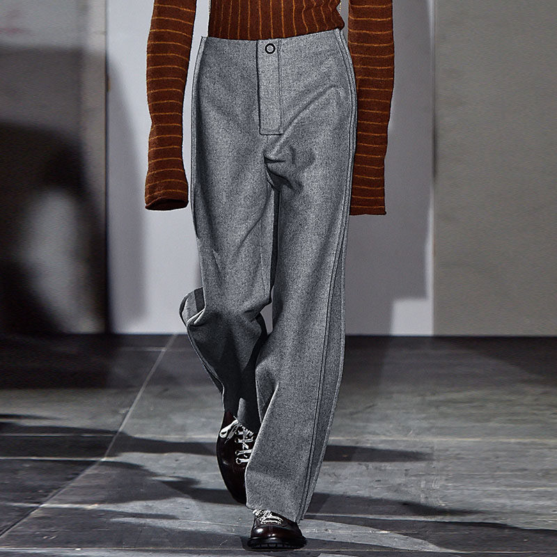 男士羊毛直筒阔腿裤免熨毛呢长裤