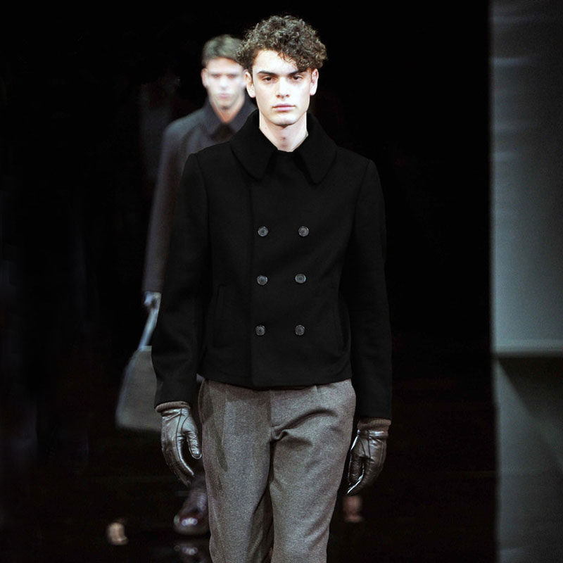 秋冬季羊毛男士短款大衣修身韩版毛呢外套男双排扣英伦风青年男装