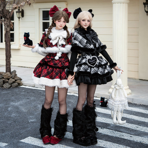 来信与诗·雪夜愿曲｜WP原创副牌三段格纹jsk加绒披肩双子冬lo裙