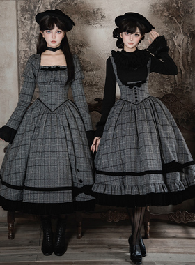 来信与诗· 昨日之信｜WP原创副牌 格纹鱼骨托胸op双子秋冬lolita