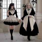 来信与诗·夜曲 围裙多穿 op接袖 ｜WP原创副牌 哥特修女黑色长短款