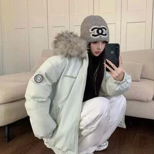 美式复古棉服女2024冬新款毛领连帽棉袄加厚保暖派克服棉衣外套潮
