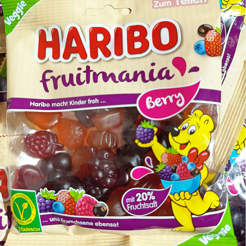 现发德国进口Haribo哈瑞宝莓果软糖草莓葡萄树莓水果果汁软糖零食