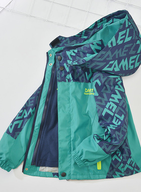 2025新款中大童拼接加绒外套户外儿童冲锋衣三合一可拆卸男童秋冬