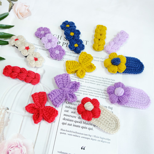 手工编织发夹非成品泡芙钩针毛线