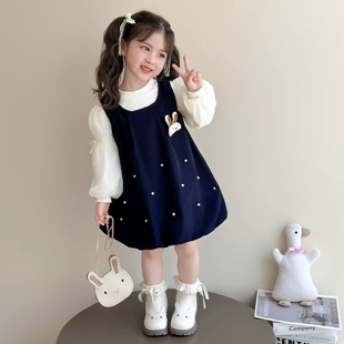 GBUBG 女童2026秋冬季新款兔子背带裙套装儿童两件套中小童洋气
