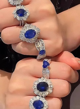 天然无烧蓝宝石戒指裸石缅甸斯里兰卡GRS皇家蓝矢车菊18k吊坠手链