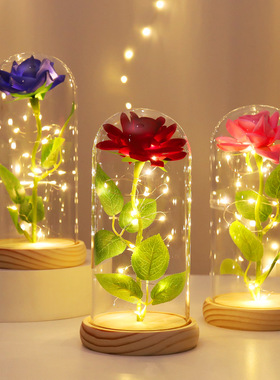 Valentines Day Gift Women Flower Rose Glass Dome 女节礼物花